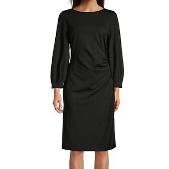 Kobi HALPERIN Black Charlotte Double-Knit Ruched Midi Dress Size Large / 12 - Picture 4 of 12